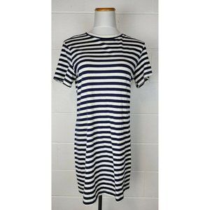 Amour Vert Blue White Stripe Linen Cotton Shirt‎ Dress USA L